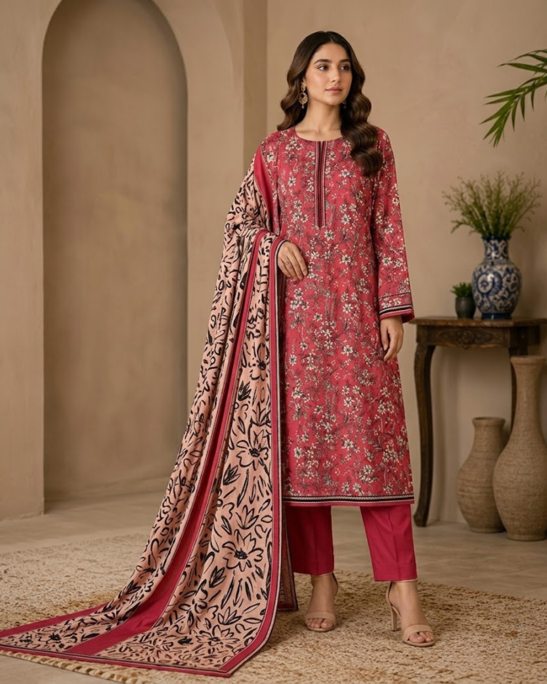 B.S Volume#02 – Dark Pink & Black Floral (Printed)