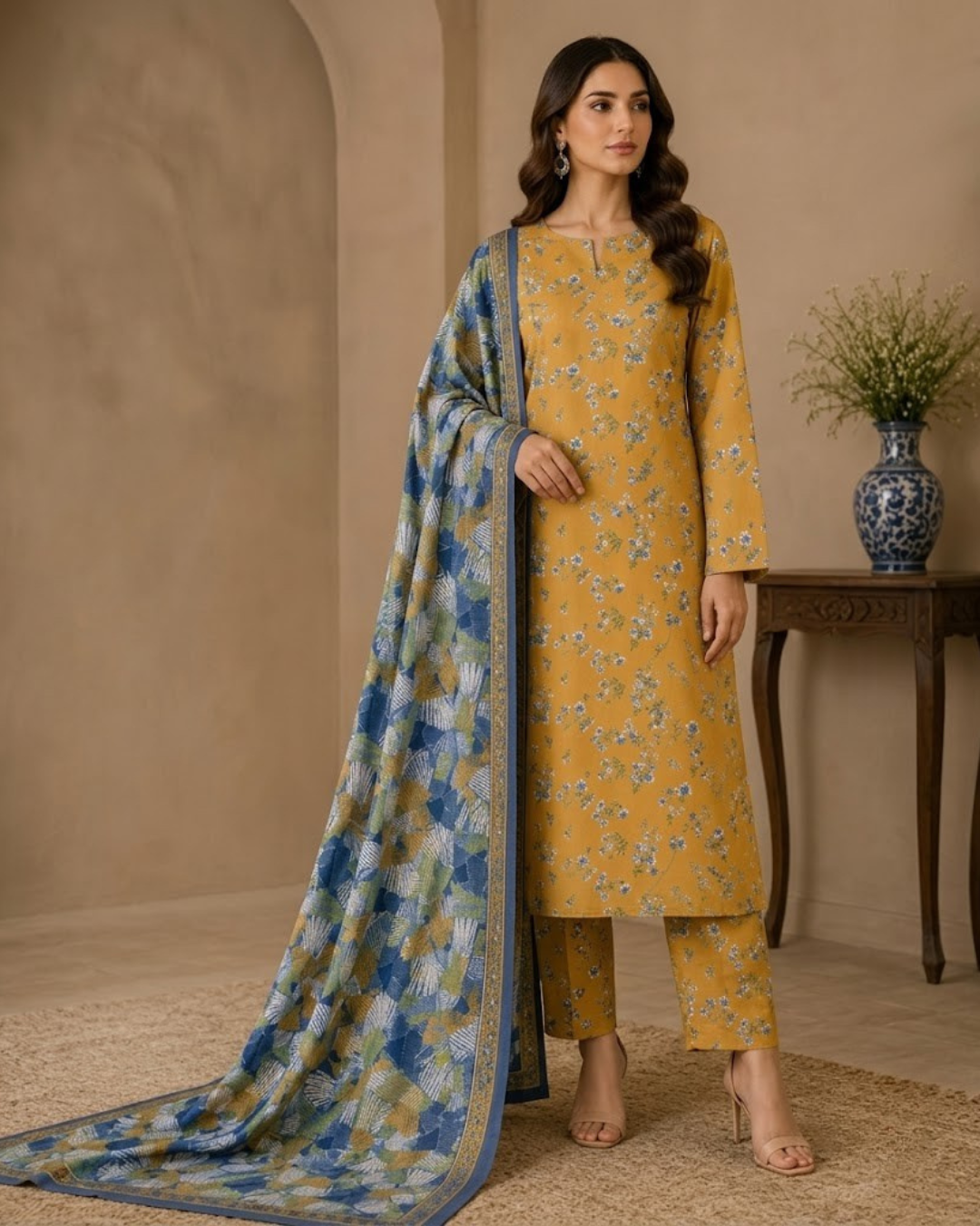 B.S Volume#02 – Mustard & Blue Floral (Printed)