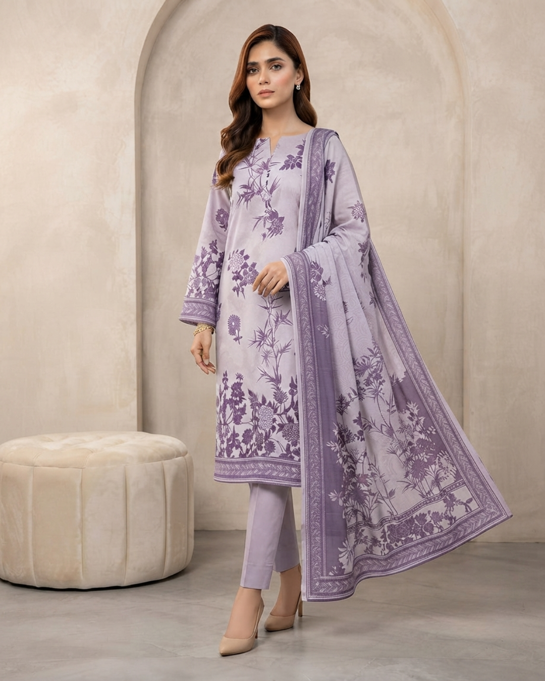 Printed Lawn 3Pc Suit – Lilac Floral