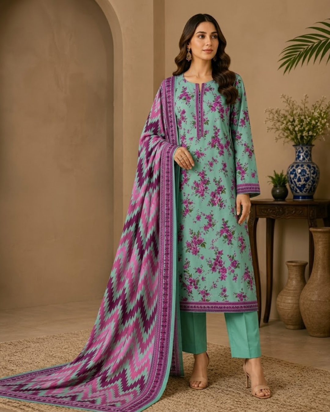 B.S Volume#02 – Mint Green & Purple Floral (Printed)