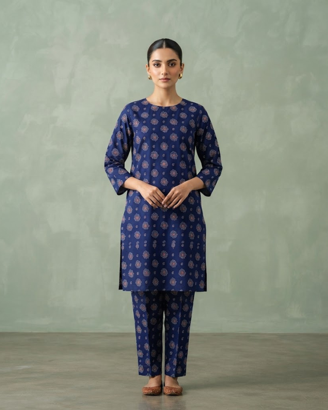 Summer Dynasty Printed 2Pc Cotton – Blue Block Print